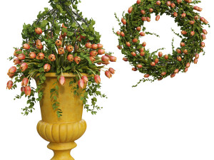 vase with flowers and wreath 04 Modelo 3D
