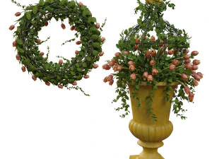 vase with flowers and wreath 04 3D Model