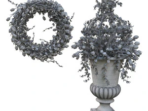vase with flowers and wreath 04 3D Model