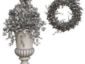 vase with flowers and wreath 04 3D Model