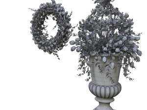 vase with flowers and wreath 04 3D Model