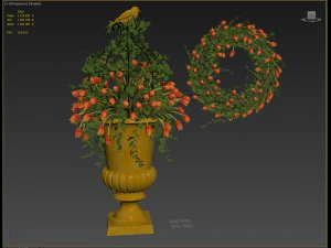 vase with flowers and wreath 04 3D Model