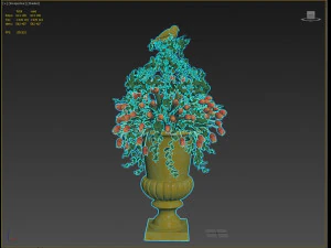 vase with flowers and wreath 04 3D Model