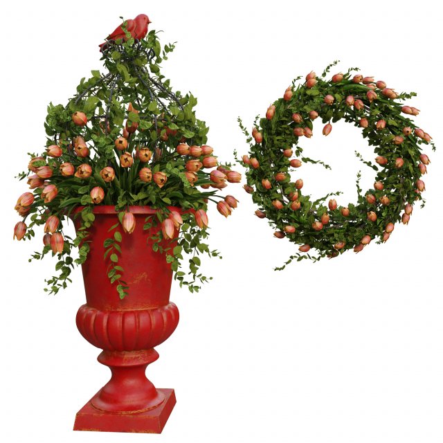 vase with flowers and wreath 05 3D मॉडल .c4d .max .obj .3ds .fbx .stl .blend 