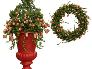 vase with flowers and wreath 05 3D मॉडल