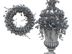 vase with flowers and wreath 05 3D मॉडल