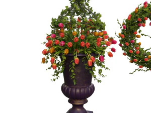 vase with flowers and wreath 07 model 3D Model