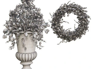 vase with flowers and wreath 07 model 3D Model