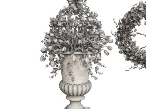 vase with flowers and wreath 07 model 3D Model