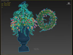 vase with flowers and wreath 07 model 3D Model