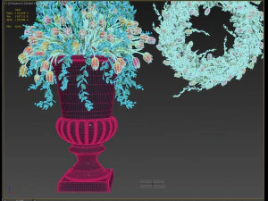 vase with flowers and wreath 07 model 3D Model