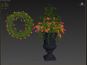 vase with flowers and wreath 07 model 3D Model