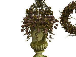 old vase with flowers and wreath 3D Model