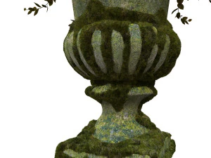 old vase with flowers and wreath 3D Model