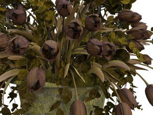 old vase with flowers and wreath 3D Model