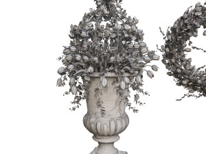 old vase with flowers and wreath 3D Model