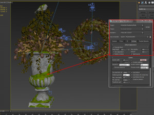 old vase with flowers and wreath 3D Model
