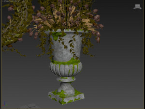 old vase with flowers and wreath 3D Model