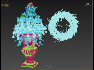 old vase with flowers and wreath 3D Model