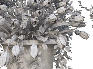 old vase with flowers and wreath 3D Model