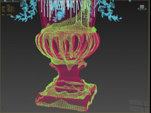 old vase with flowers and wreath 3D Model