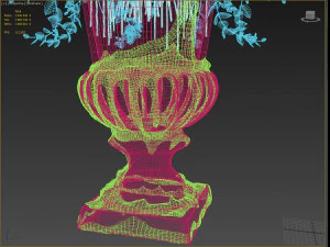old vase with flowers and wreath 3D Model