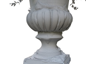 old vase with flowers and wreath 3D Model