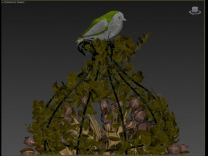 old vase with flowers and wreath 3D Model