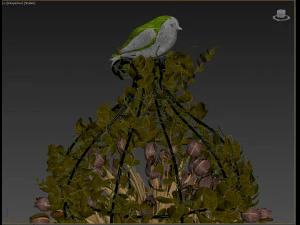 old vase with flowers and wreath 3D Model