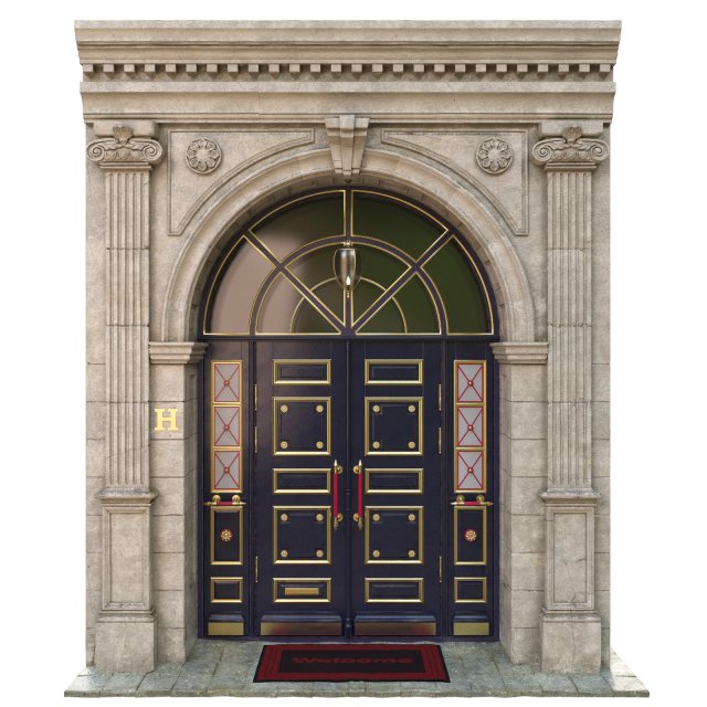 entrance classic door 3D मॉडल .c4d .max .obj .3ds .fbx .stl .blend 