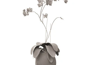 orchid in a glass flowerpot 3D Model