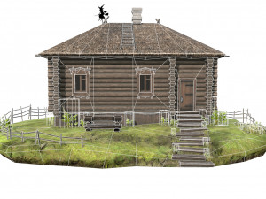 wooden house with thatched roof 3D मॉडल