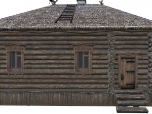 wooden house with thatched roof 3D मॉडल