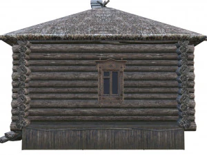 wooden house with thatched roof 3D Model