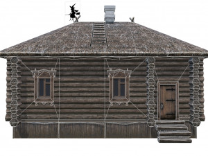 wooden house with thatched roof 3D मॉडल