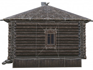 wooden house with thatched roof 3D मॉडल