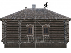 wooden house with thatched roof 3D मॉडल