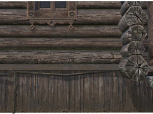 wooden house with thatched roof 3D Model