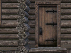 wooden house with thatched roof 3D Model