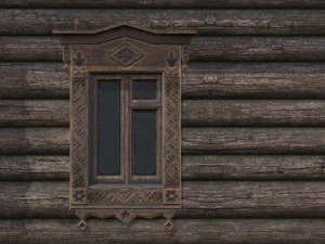 wooden house with thatched roof 3D Model
