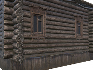wooden house with thatched roof 3D मॉडल