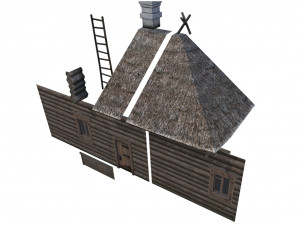 wooden house with thatched roof 3D मॉडल