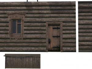 wooden house with thatched roof 3D Model