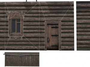 wooden house with thatched roof 3D Model