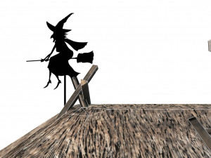 wooden house with thatched roof 3D मॉडल