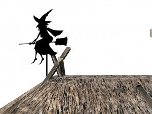 wooden house with thatched roof 3D Model
