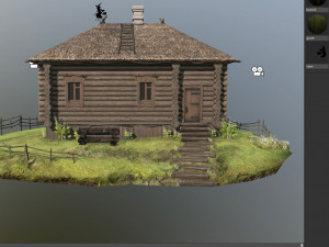 wooden house with thatched roof 3D मॉडल