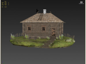 wooden house with thatched roof 3D मॉडल