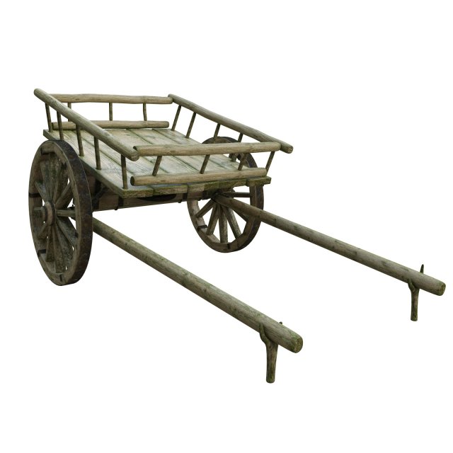 wooden cart 3D Модель .c4d .max .obj .3ds .fbx .stl .blend 