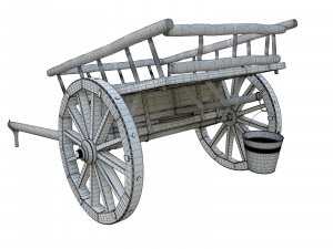 wooden cart 3D Модель